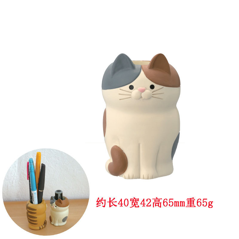 ZAKKAかわいい手作り置物ins猫メガネスタンド雑貨ペンホルダークリップ収納缶携帯電話ホルダー置物|undefined