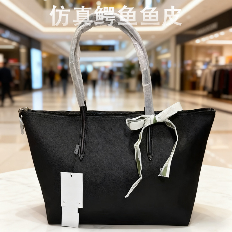 Cross-Border Simulated Crocodile Bag Horizontal Style Large Capacity High-End Women's Waterproof Lightweight Handbag Shopping Shopping Bag Women's Bag