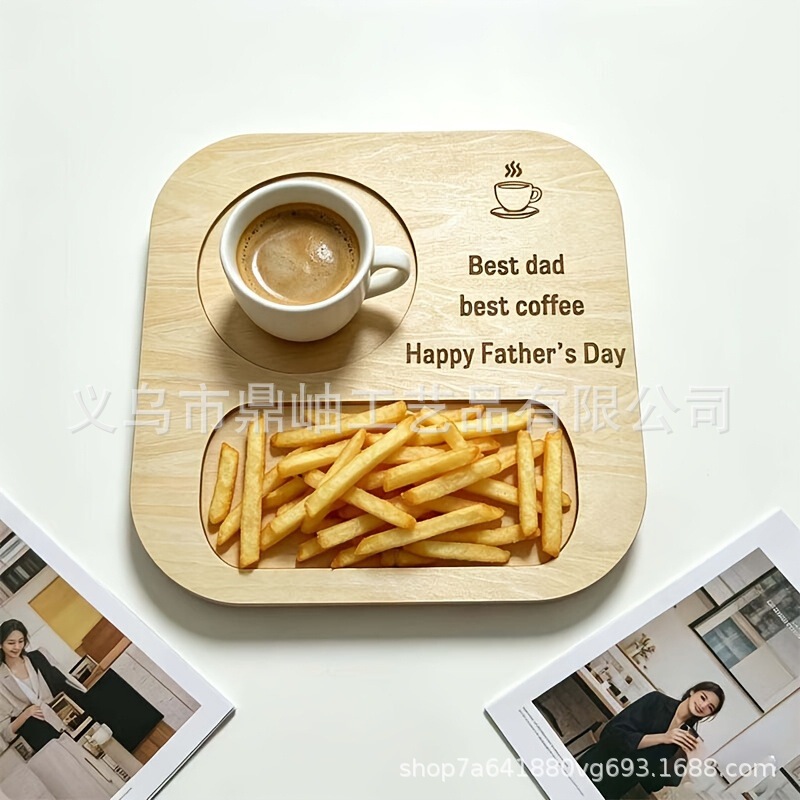 Simple Father's Day Wooden Coffee Tray, Multifunctional Coaster, Dinner Plate, Wooden Mug, Cheese Snack Tray Simple Father's Day Wooden Coffee Tray, Multifunctional Coaster, Dinner Plate, Wooden Mug, Cheese Snack Tray