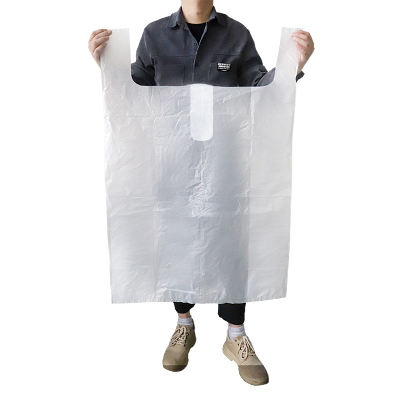 Gran blanco engrosada ropa móvil embalaje bolsa de plástico portátil transparente conveniente bolsa supermercado compras chaleco bolsa