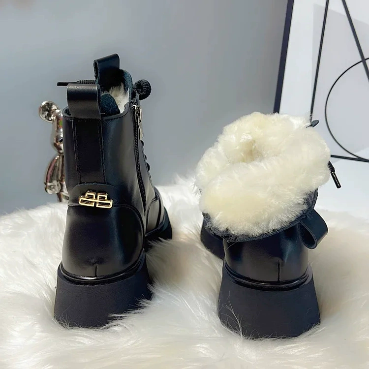 Ботинки в стиле martens на платформе, тёплая меховая подкладка, хаки или чёрные, размеры 35–40