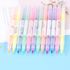 Candy-colored dual-headed fluorescent markers, 6-color bagged, student highlighter markers, slanted fluorescent markers, office stationery