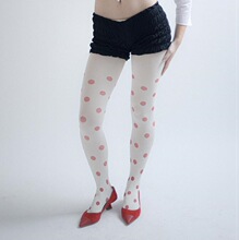 I 46095 Dot Heart Bow Pattern Pantyhose �Ứ������