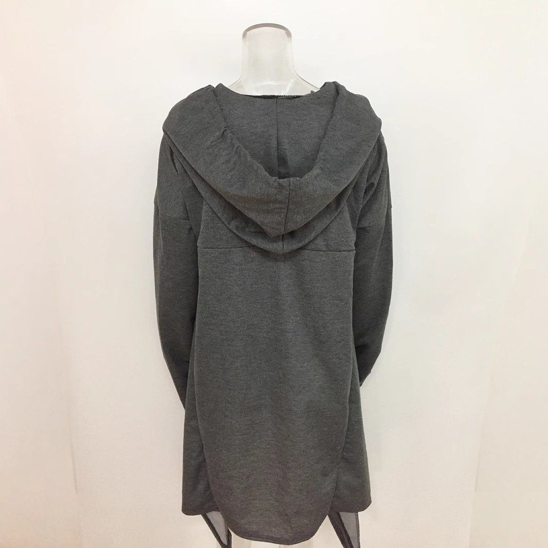 Otoño e Invierno AliExpress deseo Amazon nuevo europeo y americano color sólido suéter largo con capucha 9308 image 6