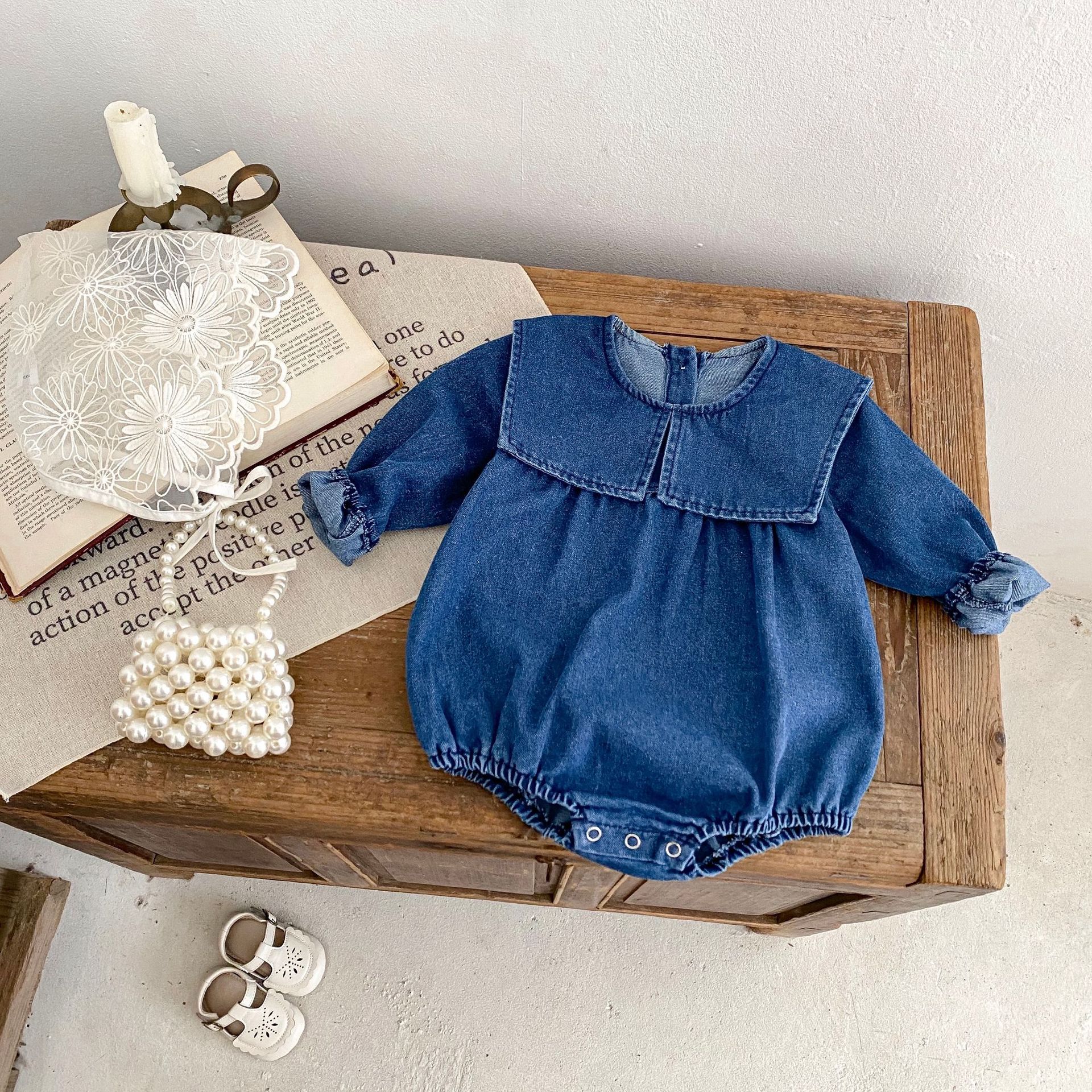 Jesenske kavbojke za dojenčke Ins2024, sestre, ljubke, nosijo velike reverje in krilo_voghion.com