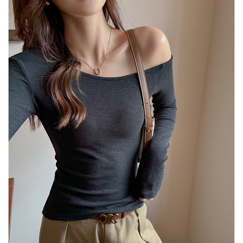 W Spicy Girl Off-shoulder Long-sleeve T-shirt For Women, Autumn And...