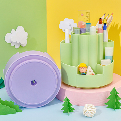 Chengyouxue Creative Four-leaf Clover Rotating Pen Holder Large Capacity Desktop Multi-Function Storage Box Simple Office Pen Holder