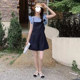夏季时尚背带短裤套装女2026新款洋气质飞飞袖上衣减龄休闲两件套