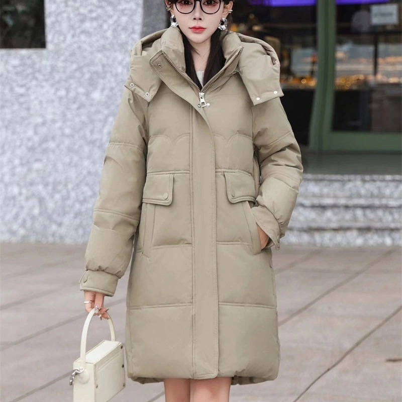 Popular down Jacket Women's Mid-Length Winter 2025 New Korean Style Loose Thickeneded White Duck down Hooded Cold-Proof Jacket Popular down Jacket Women's Mid-Length Winter 2025 New Korean Style Loose Thickeneded White Duck down Hooded Cold-Proof Jacket