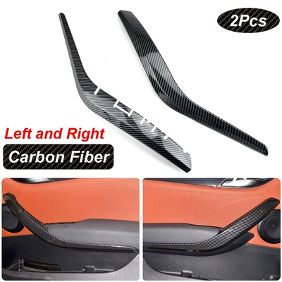 Suitable for BMW X1 door inner handle X1 door handle X1 door handle door armrest E84 door handle (Armrest, handle, handle) - left-and-right-pair-of-carbon-fiber-grain-handles
