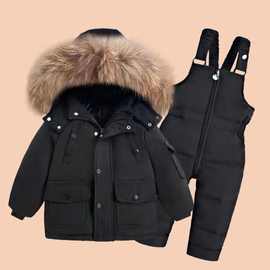 跨境宝宝羽绒服套装男女童两件套3婴儿1-5岁儿童洋气滑雪服夹克冬