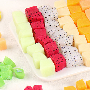 Simulated Fruit Diced Model DIY Dragon Fruit Mango Kiwi Block Cake Decoration Handmade Food Toy Photo Props