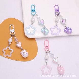 Acrylic cream keychain, two-color small bell, bag accessory, new collection