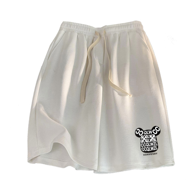Ventas directas de la fábrica de moda waffle pantalones cortos de los hombres de baloncesto de verano deportes pantalones rectos sueltos pantalones cortos de sentido de diseño