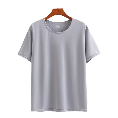 Liquid Ice Fiber [Glossy and Smooth] Plus Summer Style Ultra-Thin Men's Round Neck T-Shirt Short Sleeve High Elasticity Slim Fit