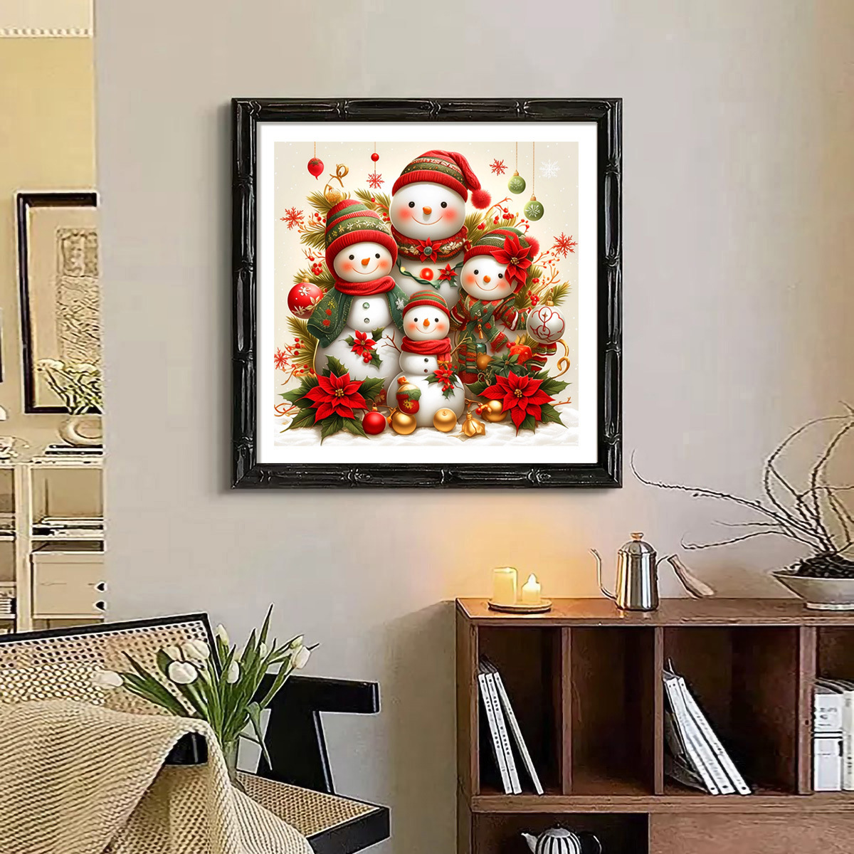 Nuevo estilo transfronterizo Mona Lisa real punto de cruz Navidad muñeco de nieve entrada decoración de dormitorio punto de cruz bordado de piezas pequeñas image 1