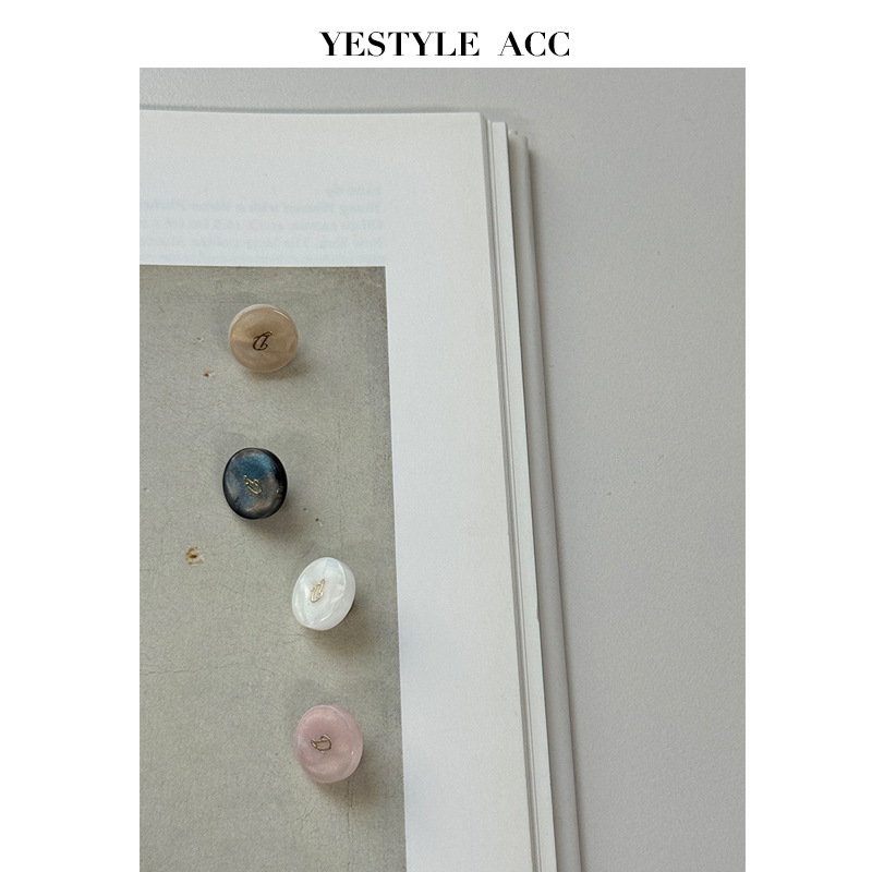 YES Yisen Powder Black and White Powder Beige Button Shirt Sleeve Collar Button Children's Clothing Letter D Knitted Shirt Button