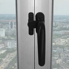 Anodized Aluminum 50 Series Hinge Window Handle, 7-Character Handle, Left-Right and In-Out Opening Lock Knob Handle