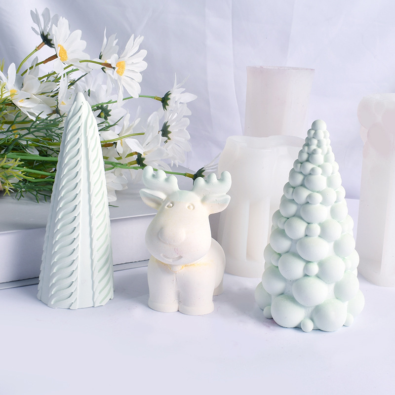 クリスマス立体泡球クリスマスツリーろうそく金型diy香薫石膏拡香石ヘラジカろうそく金型|undefined