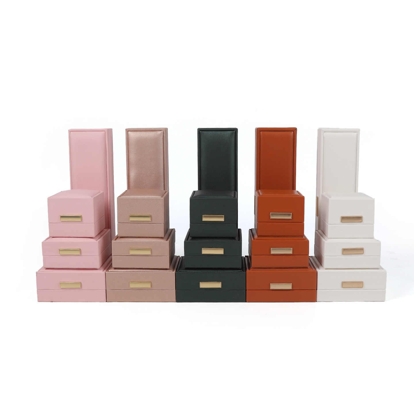 Caja de joyería de cuero de lujo ligera de oro de almacenamiento transfronterizo pulsera cuadrada caja de anillo de hebilla caja de joyería collar caja de embalaje de joyería image 6