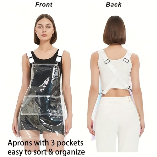 ins transparent TPU apron waterproof and oil-proof kitchen household workclothes women's cooking catering aquatic products special waist leather