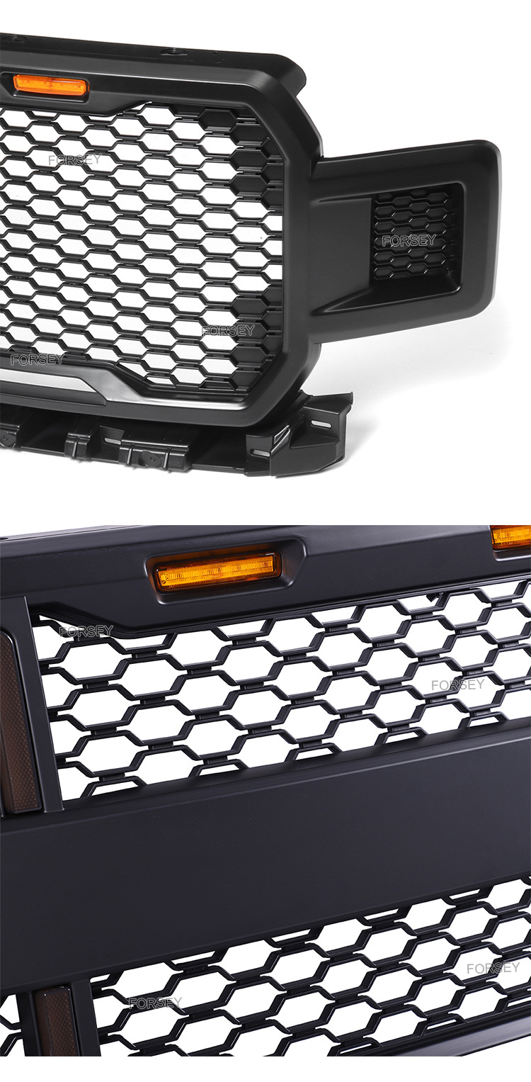Suitable for 18-19 Ford Raptor F-150 front grille with lights and front bumper center mesh