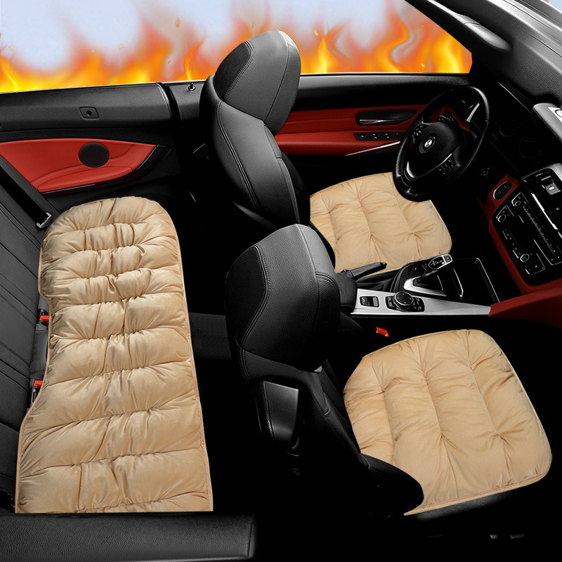 Winter Car Seat Cushion Thicker Warm Short Plush Rear Seat Cushion Cover Four-Season No Backrest Three-Piece Seat Pad Set