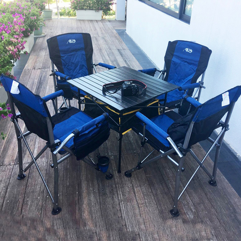 Outdoor Table and Chair suit Self-driving Tour Outdoor Folding Chair Beach Chair Outdoor Leisure Chair Table and Chair One Table and Four Chairs