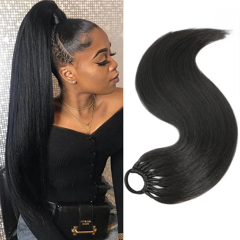 Cross-Border Wig Ponytail Straight Hair Synthetic Ponytail Hair Extensions High Temperature Silk Women's African Hair Extensions Ponytail Wholesale Cross-Border Wig Ponytail Straight Hair Synthetic Ponytail Hair Extensions High Temperature Silk Women's African Hair Extensions Ponytail Wholesale
