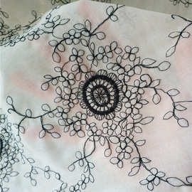 新中式国风女装连衣裙绣花布蕾丝花边满幅面料Floral lace fabric