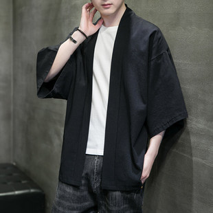 2025 summer new Chinese style fashion cotton and linen cape cardigan men's loose sun protection clothing windbreaker a generation of hair