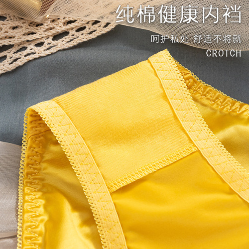 New pure lust style luxury satin women's underwear low waist seamless comfortable pure cotton crotch briefs for women