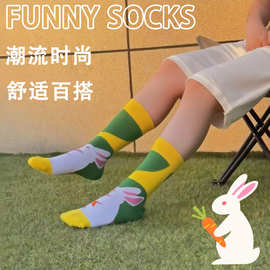 跨境专供funnysocks中筒袜原创设计文创袜子礼盒潮袜小单定制