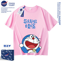 NASA x Doraemon Collab New Pure Cotton Sleeveless Short-Sleeve Universal Base Shirt for Both Boys and Girls Summer Insta Style T-Shirt