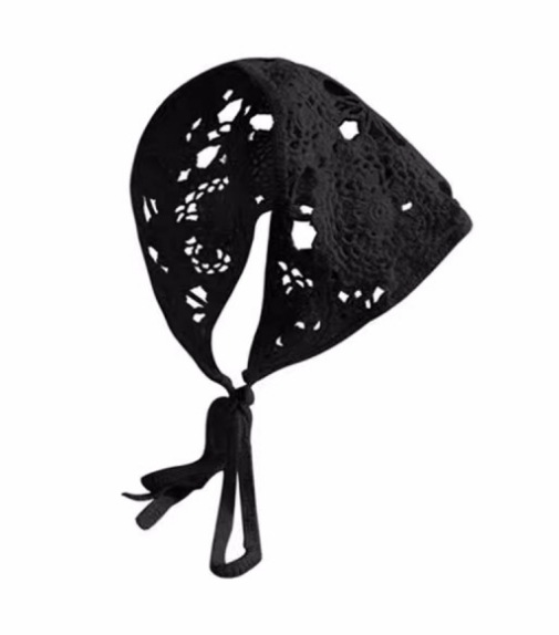 La primavera y el otoño de estilo coreano de moda de punto de ganchillo triángulo hueco bufanda femenina dulce linda chica estilo flor pañuelo de pelo banda de moda