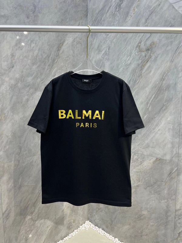 Balmain Balmain Spring and Summer New Fashion Versatile Round Neck Pullover Short-Sleeved T-Shirt Letter Printing Same Style for Men and Women