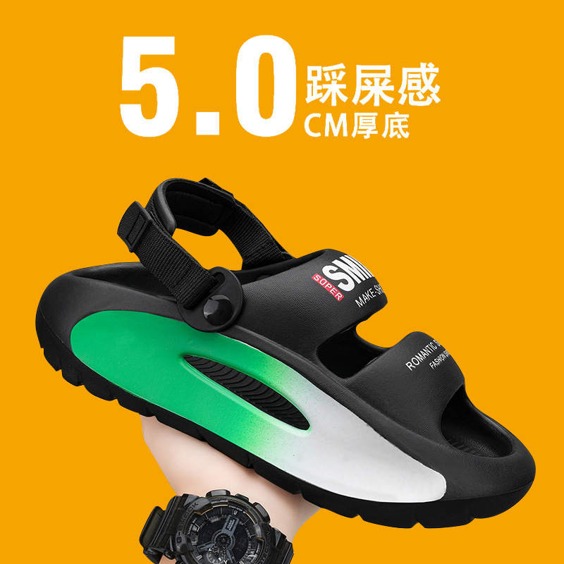 メンズシューズ 2025 夏の新ファッション若者アウトドアバックル厚底微弾性衝撃吸収トレンディなデザインサンダル|undefined