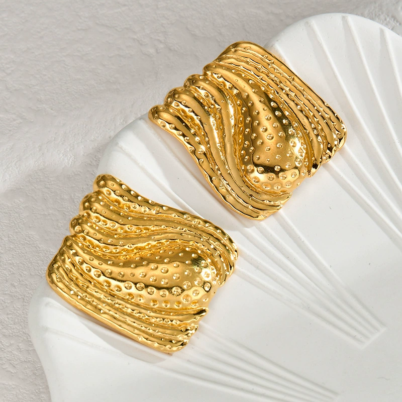 Серьги Tide: асимметричные из нержавеющей стали и 18K белого золота, простой элегантный дизайн, Style 1–5