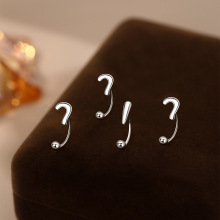 阿宝S999足银几何简约标点符号问号感叹号螺丝耳钉女精致耳饰代发