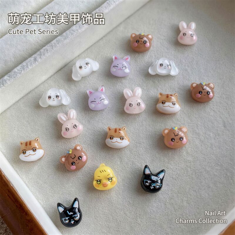 Cartoon Nail Art Accessories Cute Stereo Black Cat Puppy Nail Art Accessories Resin DIY Wearable Nail Accessories Nail Diamonds