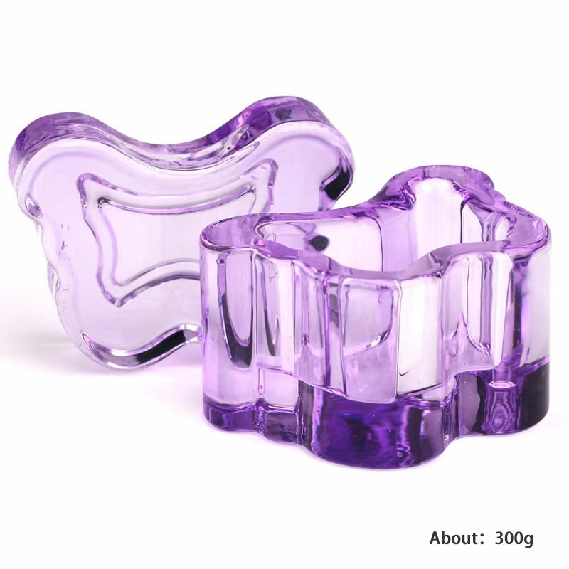 Nuevo estilo transfronterizo de alta calidad nail art bowknot taza de cristal cuadrada taza de lavado de lápices taza de cristal líquido