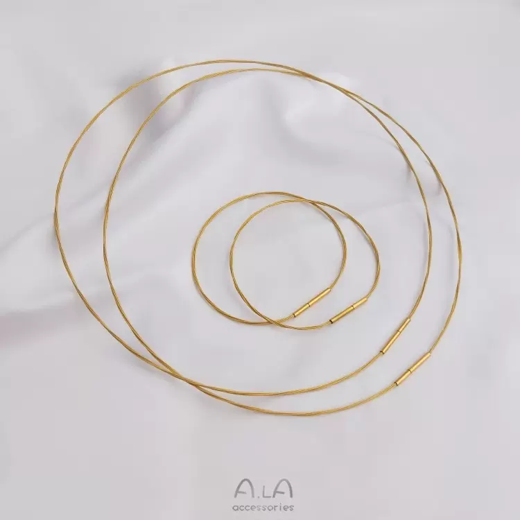 日本金丝不褪色锁骨链项圈金色手镯项链颈圈吊坠挂绳细圈手环