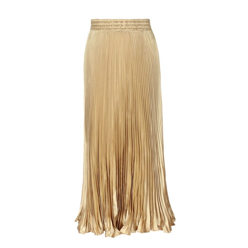 2026 Autumn/Winter High-Waisted Retro Accordion Pleated Midi Skirt Metallic Color Flared Mermaid Long Skirt for Women