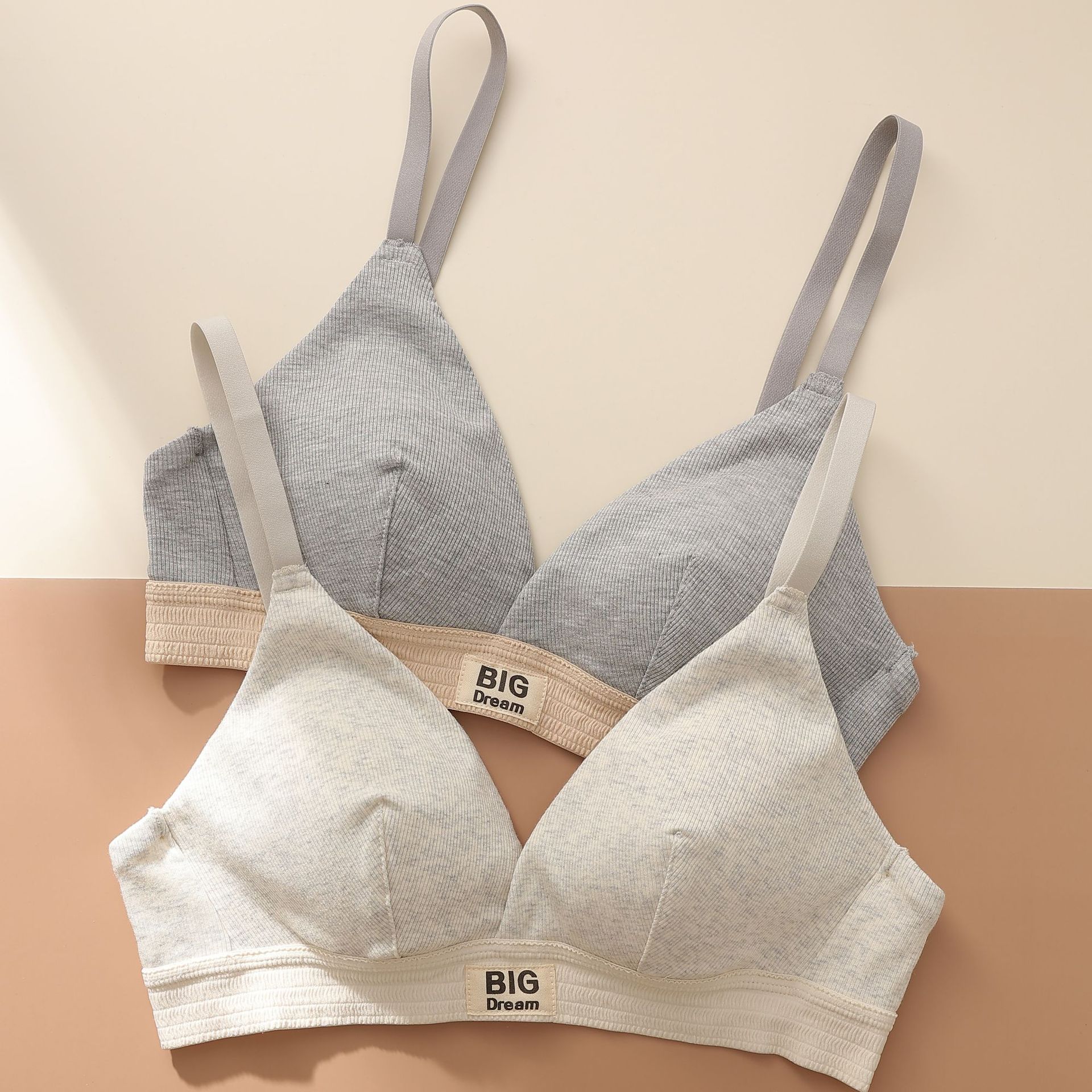 스레드 편안한 얇은 편지 넓은 챙 색상 매칭 스포츠 속옷 푸시 업 통기성 비 테두리 삼각형 컵 브라 2287