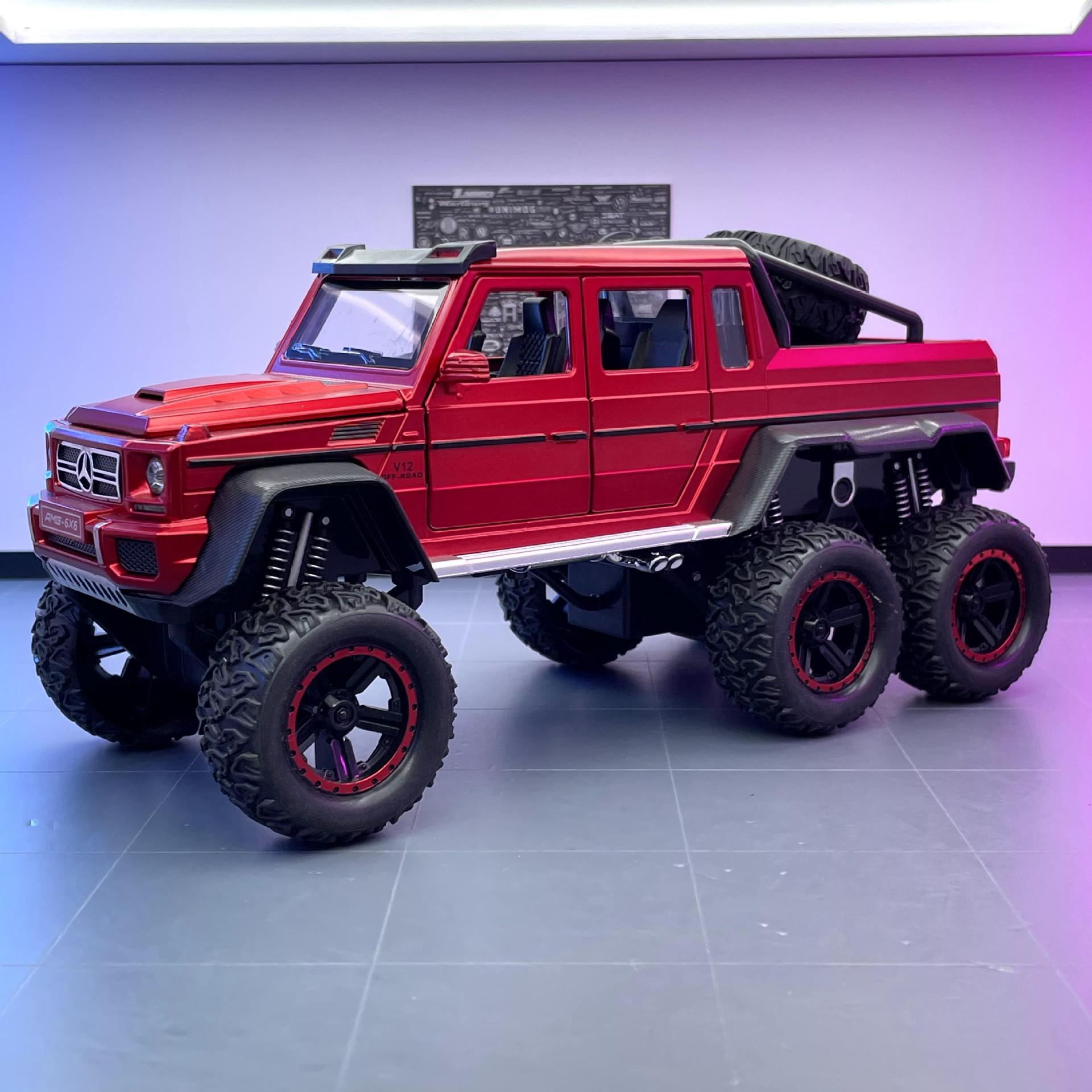 Coche Zhida G65 vehículo todoterreno de extremo duro 6X6 modelo de coche de aleación tire hacia atrás con sonido y luz modelo de coche de juguete colección de decoración