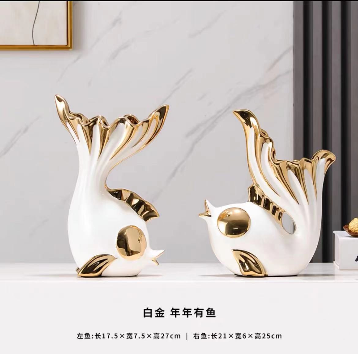 跨境创意家居摆件亲嘴鱼 酒柜工艺家居装饰品摆件结婚礼物批发