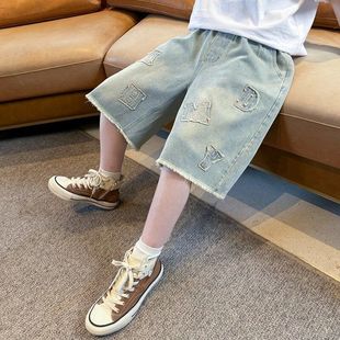 Children's Clothing Boys Summer Pants 2025 New Medium and Large Kidsren Summer Boys Denim Shorts