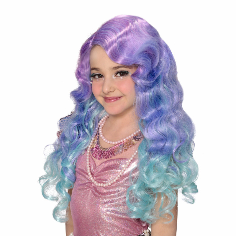 Christmas Halloween School Kindergarten Performance Girls cosplay Gradient Mermaid Performance Children's Wig