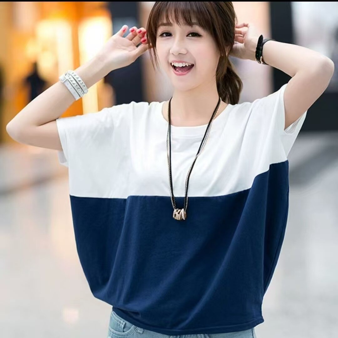 High-Quality Women's T-Shirt In A Mixed-Color Design, Large Size Size 2507 , Available In The Korean Summer Style._ecoleips.com