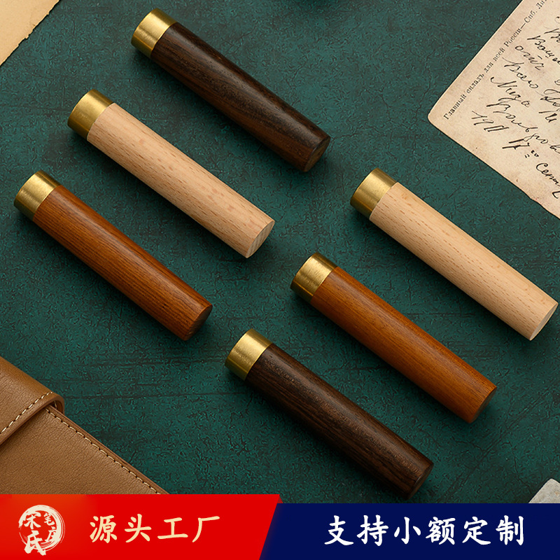 源头厂家批发檀木牙签筒家用创意牙签盒黄铜旋转式牙签罐便携随身